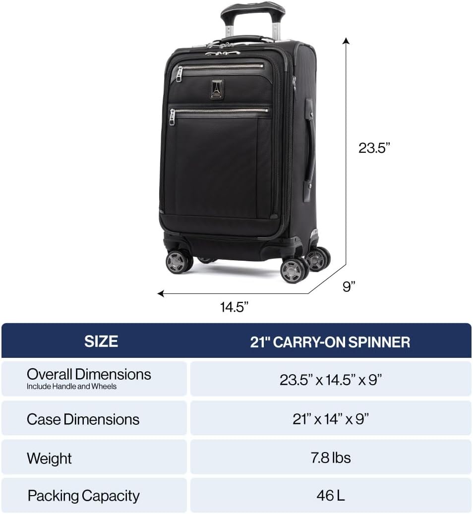 Travelpro Platinum Elite Softside Expandable Carry on Luggage, 8 Wheel Spinner Suitcase, USB Port, Suiter, Men and Women, Rich Espresso Brown, Carry On 21-Inch