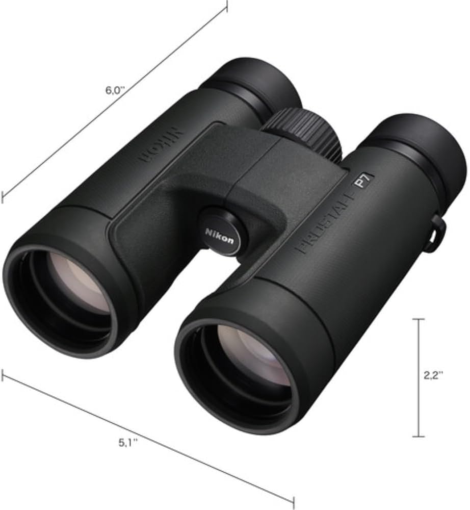 Nikon PROSTAFF P7 8x42 Binoculars Bundled with Harness Strap + Deluxe Cleaning Kit + Smartphone to Binocular Adapter + Microfiber Cleaning Cloth (5 Items)