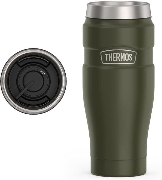 THERMOS Stainless King Vacuum-Insulated Travel Tumbler, 16 Ounce, Army Green