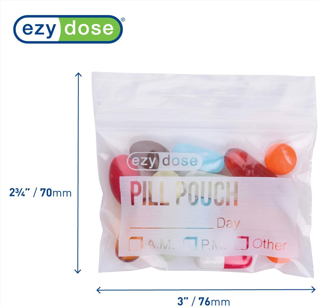 Ezy Dose Disposable Pill Pouches, Pill and Vitamin Storage, Clear, 50 Count