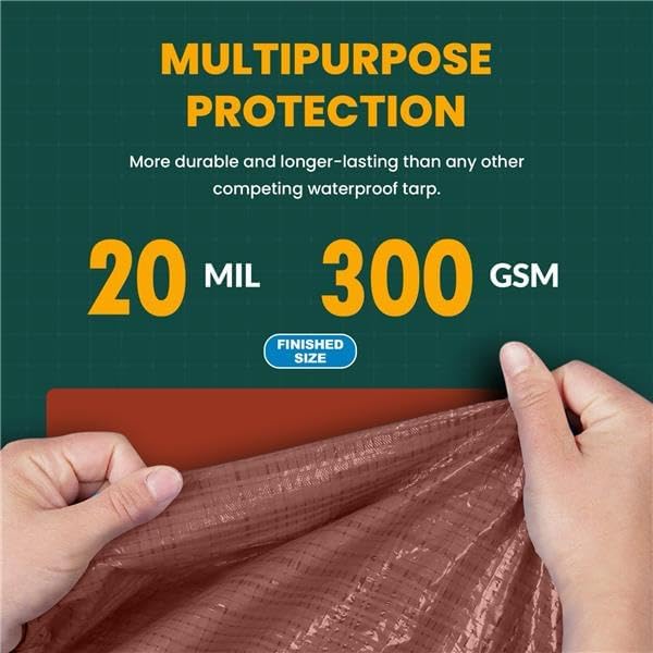 Tarp Cover Brown/Black Heavy Duty 20 Mill Thick Material, Waterproof 12'X20' Great for Tarpaulin Canopy Tent, Boat, RV Or Pool Cover! by Trademark Supplies (Poly Tarp 12X20, Ultra Thick)