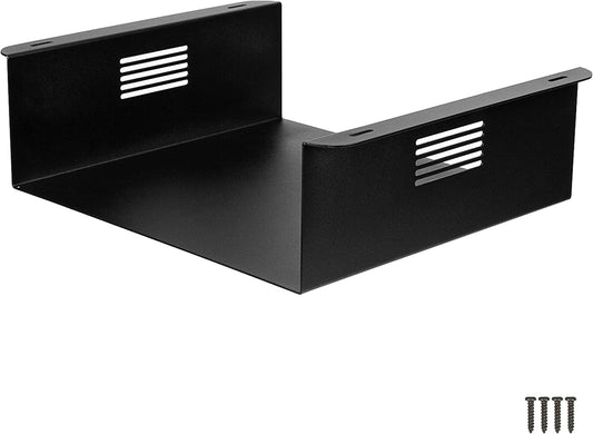 Ilyapa Under Desk CPU Mount, Steel Under Desk Computer Mount Vented Sides, PC Wall Storage, Laptop Stand, Shelf for Office Storage, 4x12x11 Inches