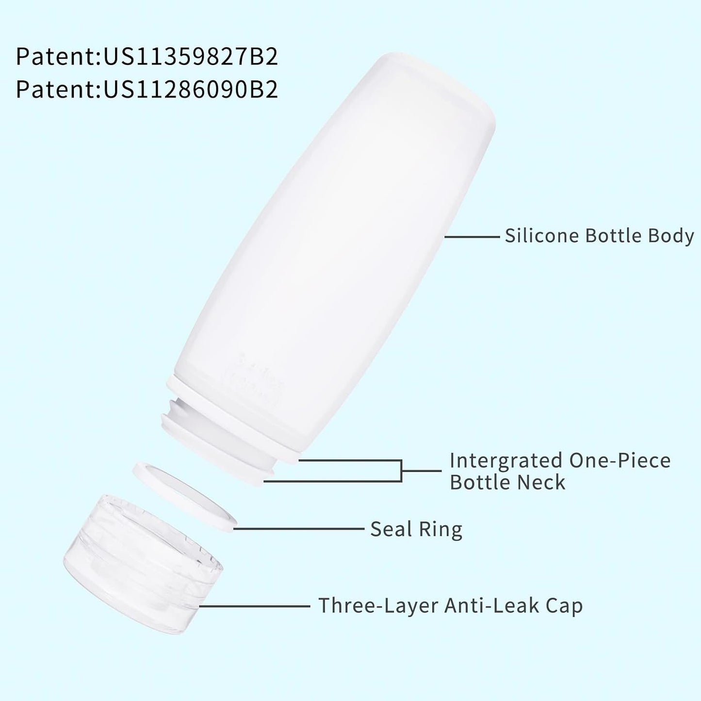 Silicone Travel Bottles for Toiletries TSA Approved Travel Size Containers Set 4 Pack Portable Leak Proof Refillable Cosmetic Squeeze Bottles Shampoo Hair Conditioner Body Lotion Bath Shower Gel