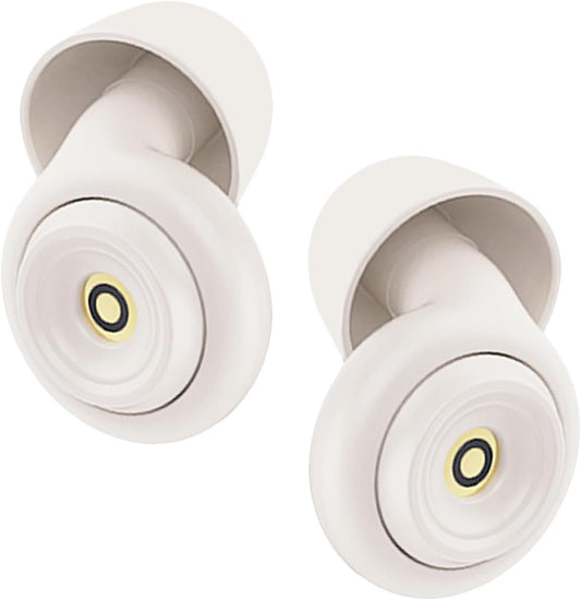 Ear Plugs for Sleeping Reusable Earplugs for Concerts Noise Cancelling Soft Silicone Noise Reduction Earbuds for Travel Focus Work 33-45dB Hearing Protection with 9 Ear Tips & Case (Off-White)