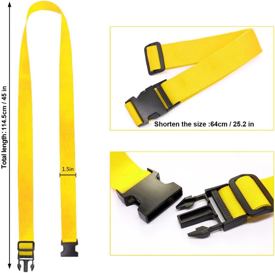 4Pack Luggage Straps for Suitcases, Travel Connector for Carry On Bag, Add Bag to Connect Two Suitcases, Adjustable Belt Attachment Accessories for Connect Your 3 Luggages, Yellow