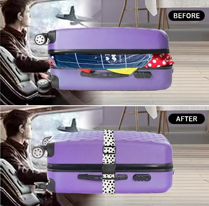 Luggage Straps for Suitcases Travel Belt Accessories, Cute Suitcase Strap, Adjustable Luggage Belt Strap, Heavy Duty with Quick-Release Buckle Luggage Strap Cute Polka Dots