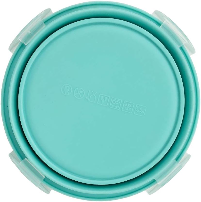 CARTINTS Small Collapsible Bowl Silicone Food Storage Containers Collapsible Camping Bowl for Travel Camping Hiking with Airtight Plastic Lids and 2Pack Silicone Dish Sponges- Blue, 500ml