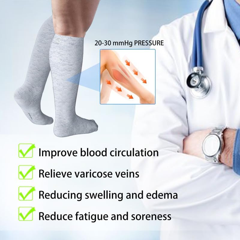 LEVSOX Compression Socks for Pregnant Women 20-30 mmHg Knee High Cute Funny Mens Supports Socks for Nurses, Medical, Travel