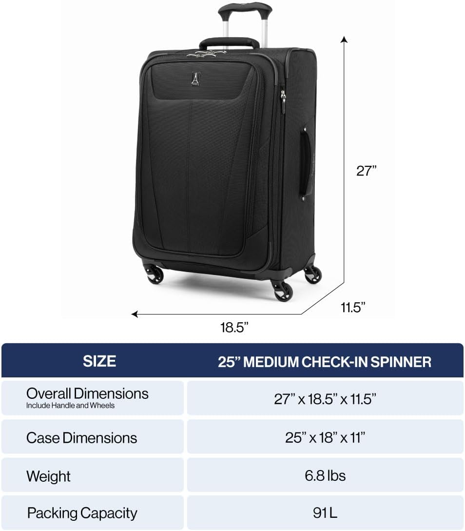 Travelpro Maxlite 5 Softside Expandable Checked Luggage with Spinner Wheels, Lightweight, 25-Inch — Orchid Pink Purple