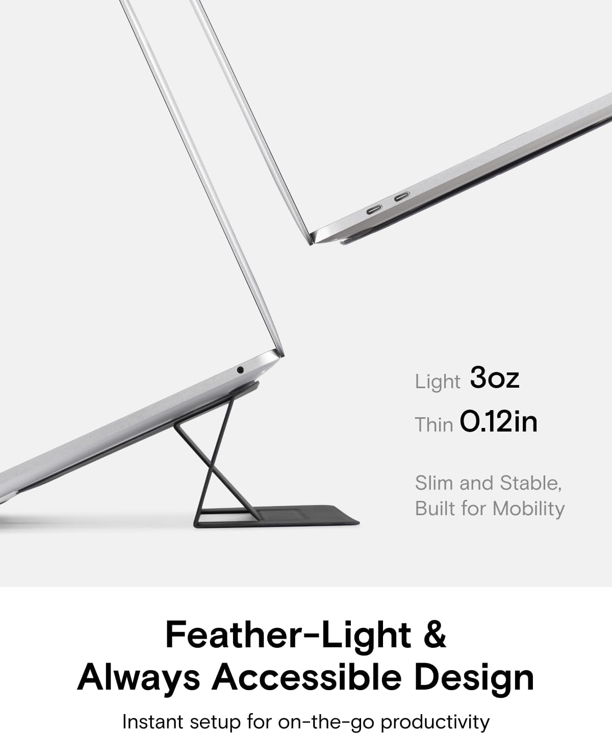 MOFT Laptop Stand for Desk, Adhesive MacBook Computer Stand with 2 Adjustable Viewing Angles, Foldable and Portable Laptop Riser Compatible with 11"-16" Laptops, Misty Cove