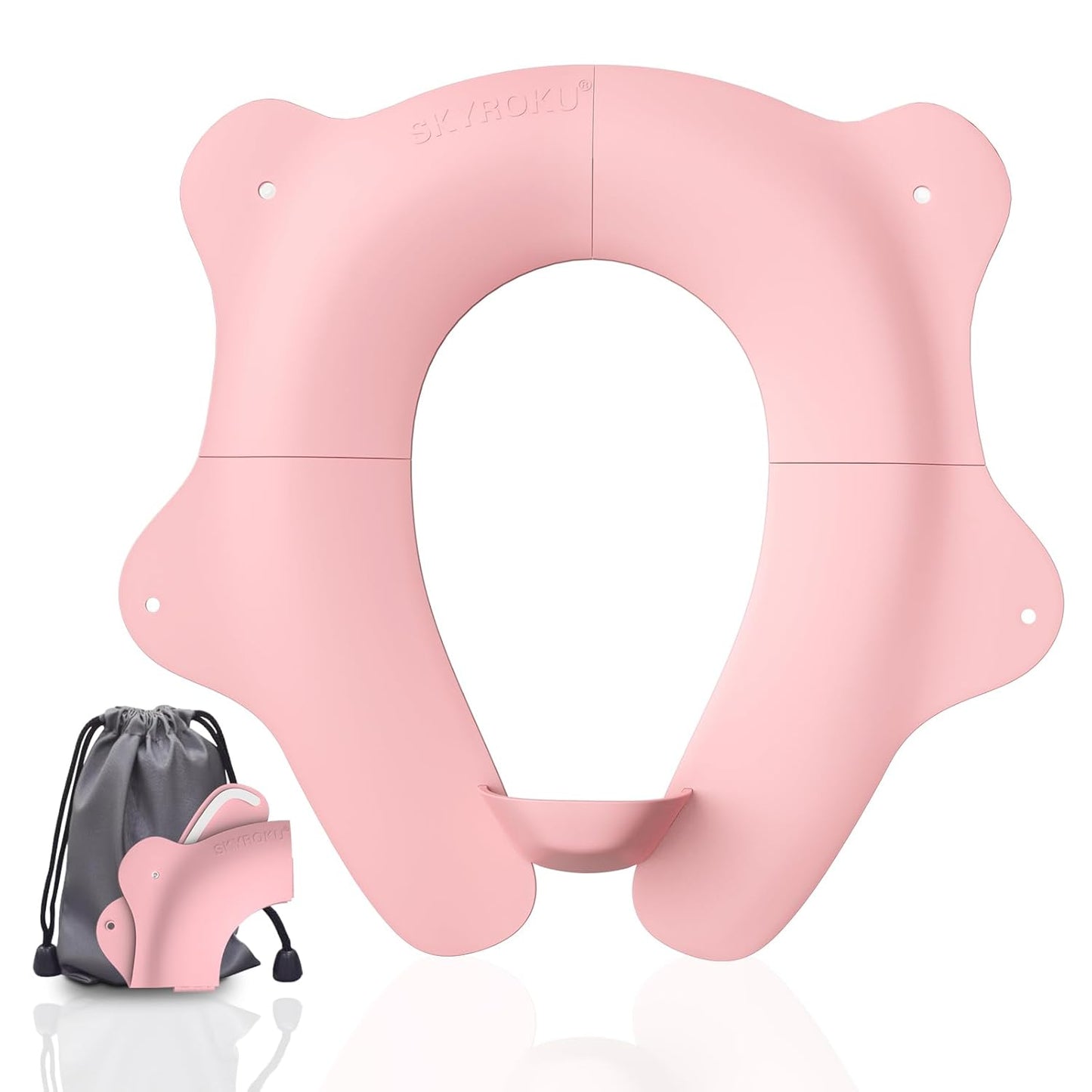 SKYROKU Foldable Kids Toilet Seat – Portable & Anti-Slip Travel Potty Training Seat for Toddlers,Safety material Baby Toilet Seat, Easy Clean & Compact for Home, Daycare, Grandparents House (Ages 2-6)