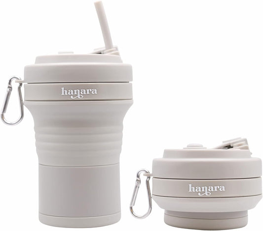 Collapsible Cup with Reusable Straw – 18 Oz (550 Ml), Portable Travel Mug, BPA-Free, Leak-Proof, Microwave & Dishwasher Safe, Multi-Purpose for Hot & Cold Drinks – Gray