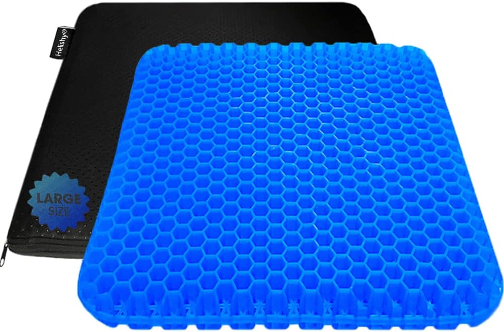 Gel Seat Cushion, Office Seat Cushion Chair Pads for Office Home Car Wheelchair Long Trips - Extra Large Gel Cushion for Pressure Sores, Tailbone, Back, Sciatica Pain Relief (Extra Large, Blue)