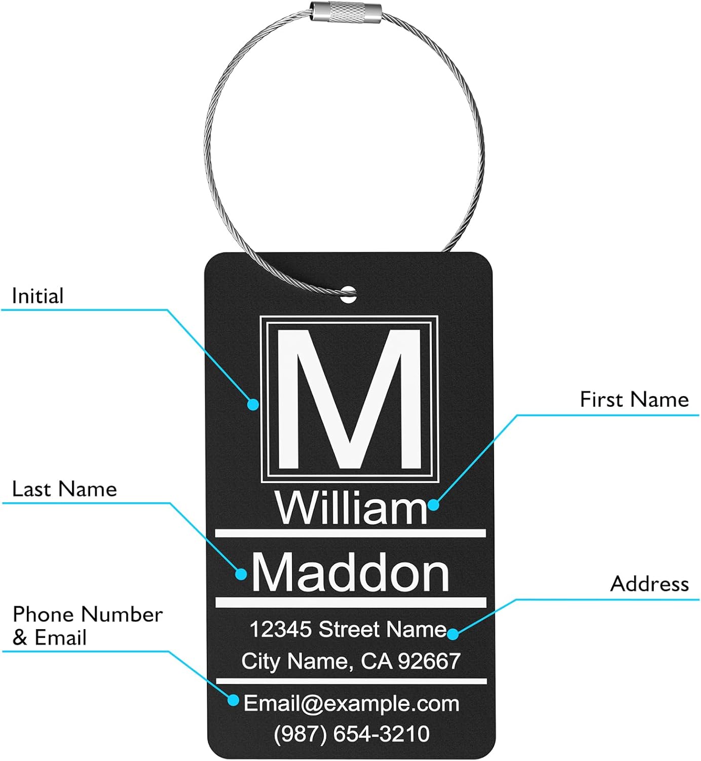 Luggage Tags for Suitcase - Orange Personalized Engraved Metal Tag for Cruise Travel - Custom Name Tags Suitable for Bags and Backpacks