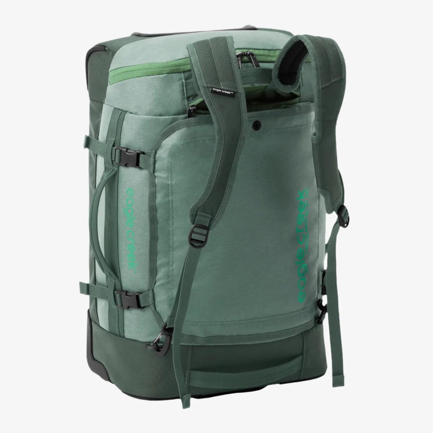Eagle Creek Cargo Hauler XT Wheeled Duffel - Wheeled Backpack Duffel - Deployable Backpack Straps - Lockable U-Lid & Easy Access Compartment - Duck Green