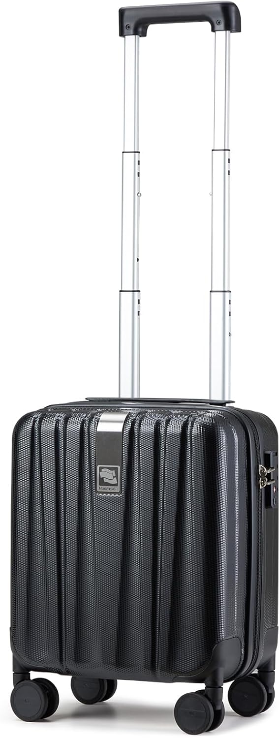 Hanke 14 Inch Underseat Carry On Luggage with Wheels Hard Shell Suitcases Carry On Bag Lightweight Small Mini Suitcase Tsa Luggage for Travel.（Jet Black）