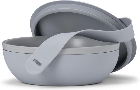W&P Porter Ceramic Bowl Lunch Container w/ Protective Non-slip Exterior, Slate 1 Liter | Lid & Snap-tight Silicone Strap | Food Storage, Bento Box, Meal Prep | BPA-Free Ceramic
