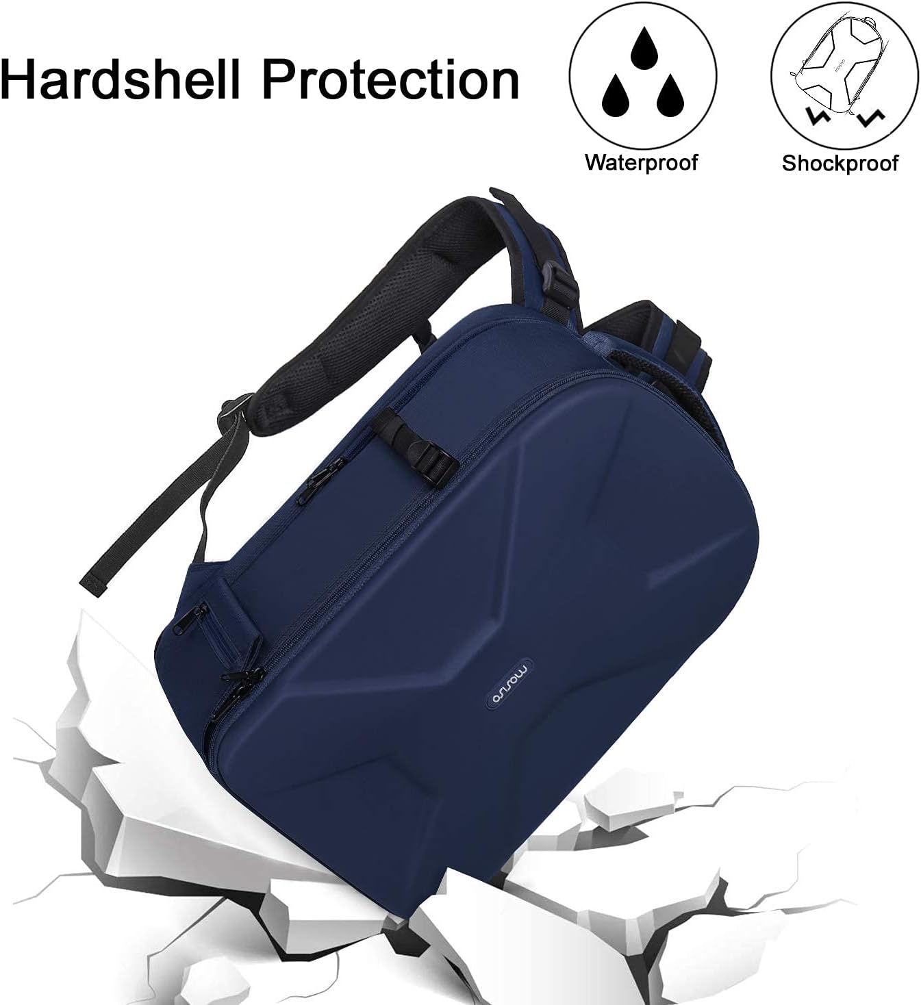 MOSISO Camera Backpack, DSLR/SLR/Mirrorless Photography Camera Bag 15-16 inch Waterproof Hardshell Case with Tripod Holder&Laptop Compartment Compatible with Canon/Nikon/Sony, Navy Blue