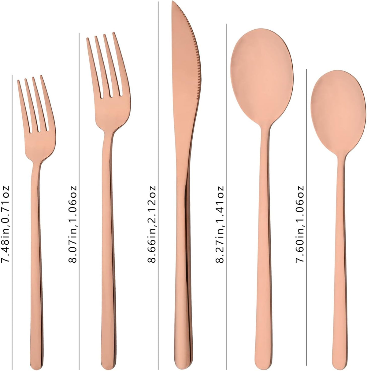 20 Pieces Silverware Set 304 Stainless Steel, Healthy & Eco-Friendly Silver Travel Mirror Polished Rose Gold Knife Fork Spoon Salad Fork Dessert Spoon Flatware Set, Service for 4