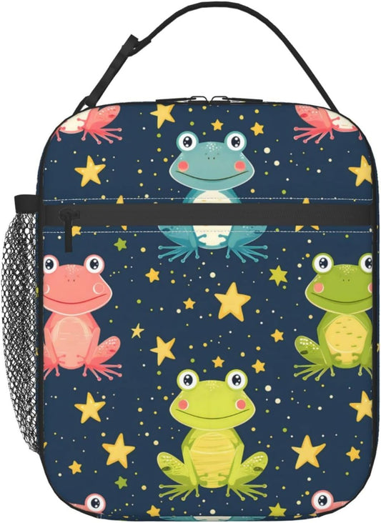 Frog Insulated Lunch Box for Women Men Frog Lunch Bag for Travel,or Fishing Polyester Frog Lunch Box