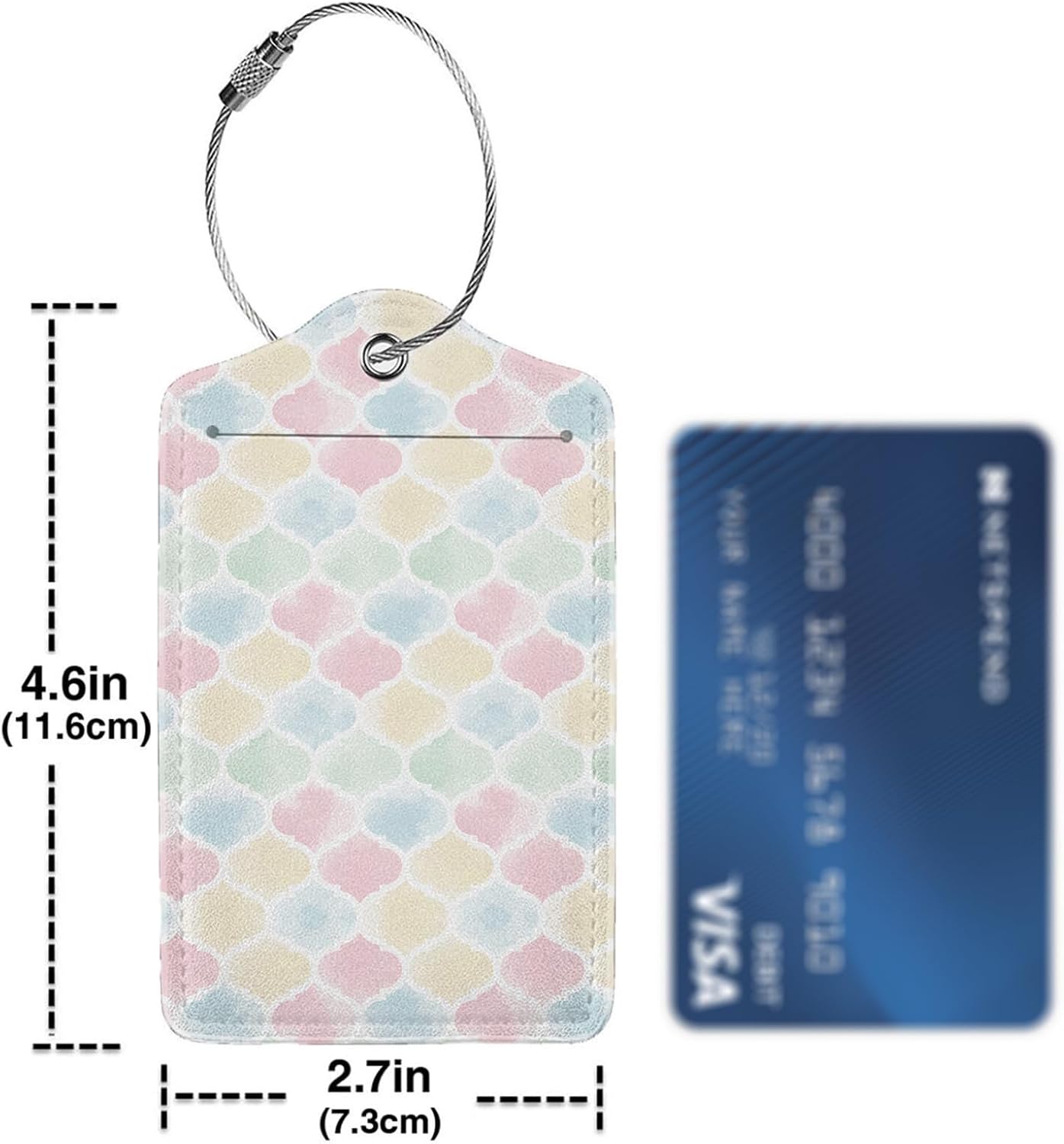 Watercolor Moroccan Pattern Luggage Tag Personalized Luggage Tags for Suitcases,Leather Bag Tags for Backpacks Handbag with Name ID Label Travel Essentials Baggage Tags 2 Pack