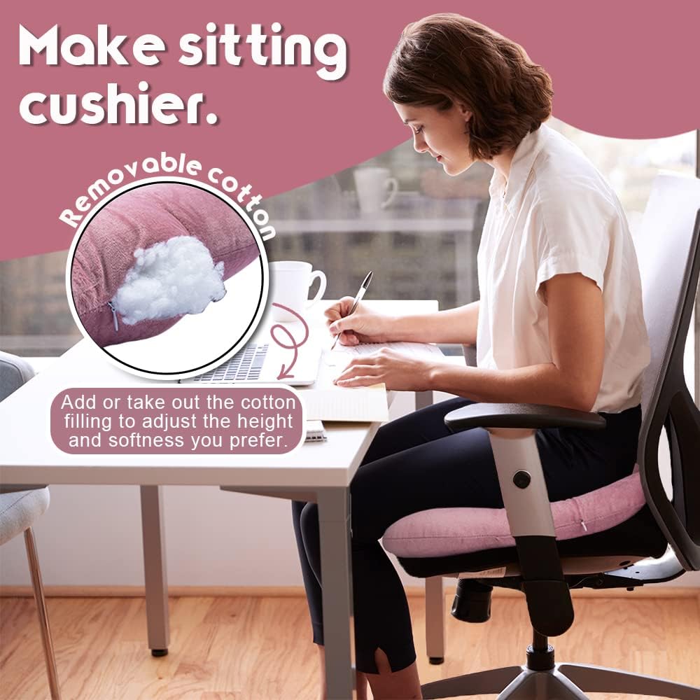 Stuffed Donut Pillow Seat Cushion | for Tailbone and Coccyx Pain, Hemorrhoids, Bed Sores, Pregnancy, Prostate, Surgery Recovery, Sitting Pressure Relief, for Home, Office and Car (Dusty Pink)