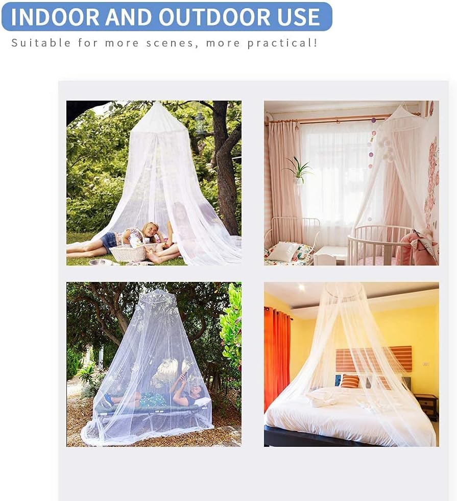 Mosquito Net for Bed, Large White Bed Canopy for Girls, Hanging Bed Net, Easy Installation Ideal for Bedroom Decorative, Travel with Storage Bag (Lace Flower)