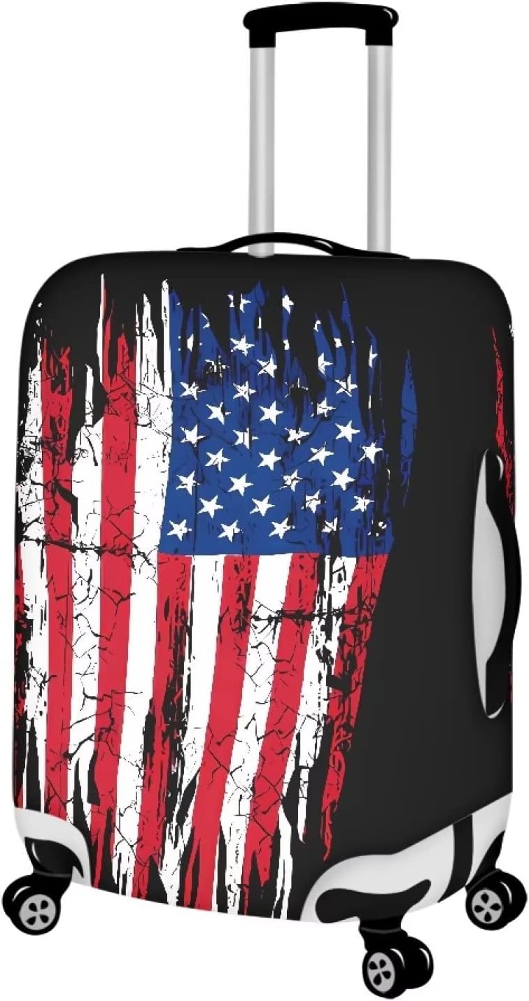 USA Flag Star Stripes Flag Luggage Covers Protector Elastic Spandex Baggage Case Fit 30-32 Inch, 4th of July Independence Day, American Flag Travel Suitcase Cover, Patriotic Flag