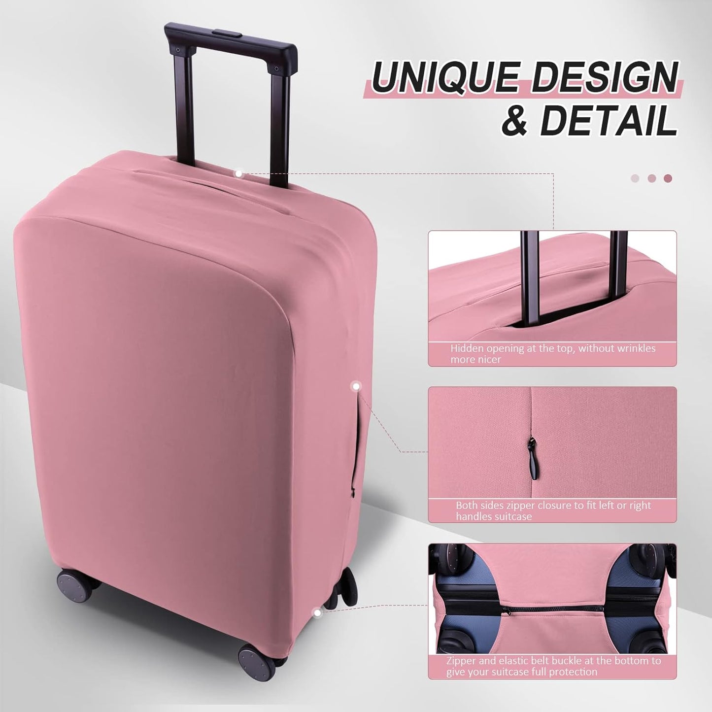 Travel Luggage Cover Suitcase Protector Scratch-Resistant Fit 19-31 Inch Suitcase, Not Included Suitcase (Pink, XL(28-29 inch))