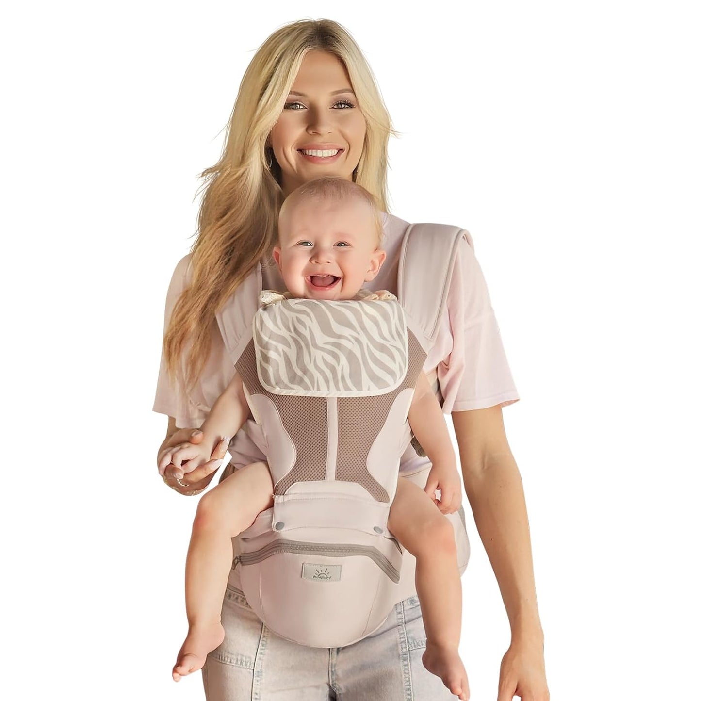 MOMTORY Carryall™ Pro Baby Carrier, Safety-Certified 6-in-1 Ultra Storage Baby Carrier Newborn to Toddler, Front & Back Baby Holder Carrier with Hip Seat, Soft Pink