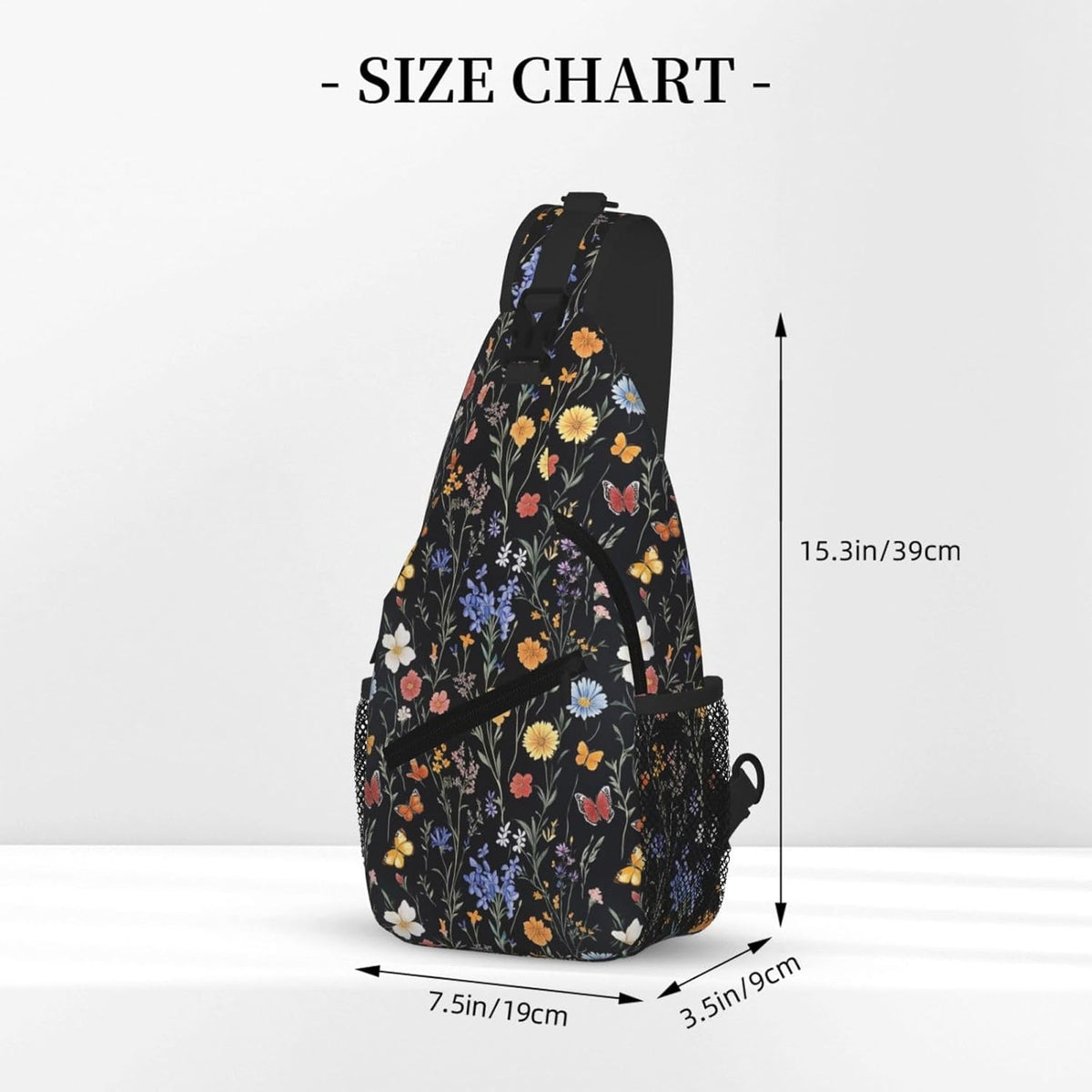 SUPLUCHOM Sling Bag Vintage Botanical Flower Wildflower Hiking Daypack Crossbody Shoulder Backpack Travel Chest Pack for Men Women
