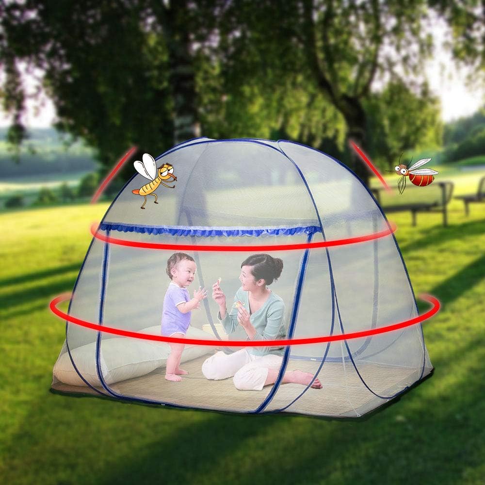 Pop-up Mosquito net Double Bed,L75xW47xH55in, Double Door Zip Portable Tent Travel Mosquito net Free-Standing use one Compartment to Install Suitable for Bedroom no Hooks no Chemicals.L190*W120*H140CM