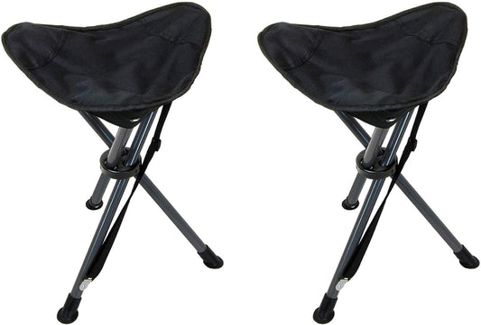 Travel Chair C-Series Slacker Tripod Chair for Camping, Lightweight Chair, Adjustable Carry Strap for Easy Transport | Outdoor Adventures Lighter Version of The Original Slacker Stool, Black - 2-Pack
