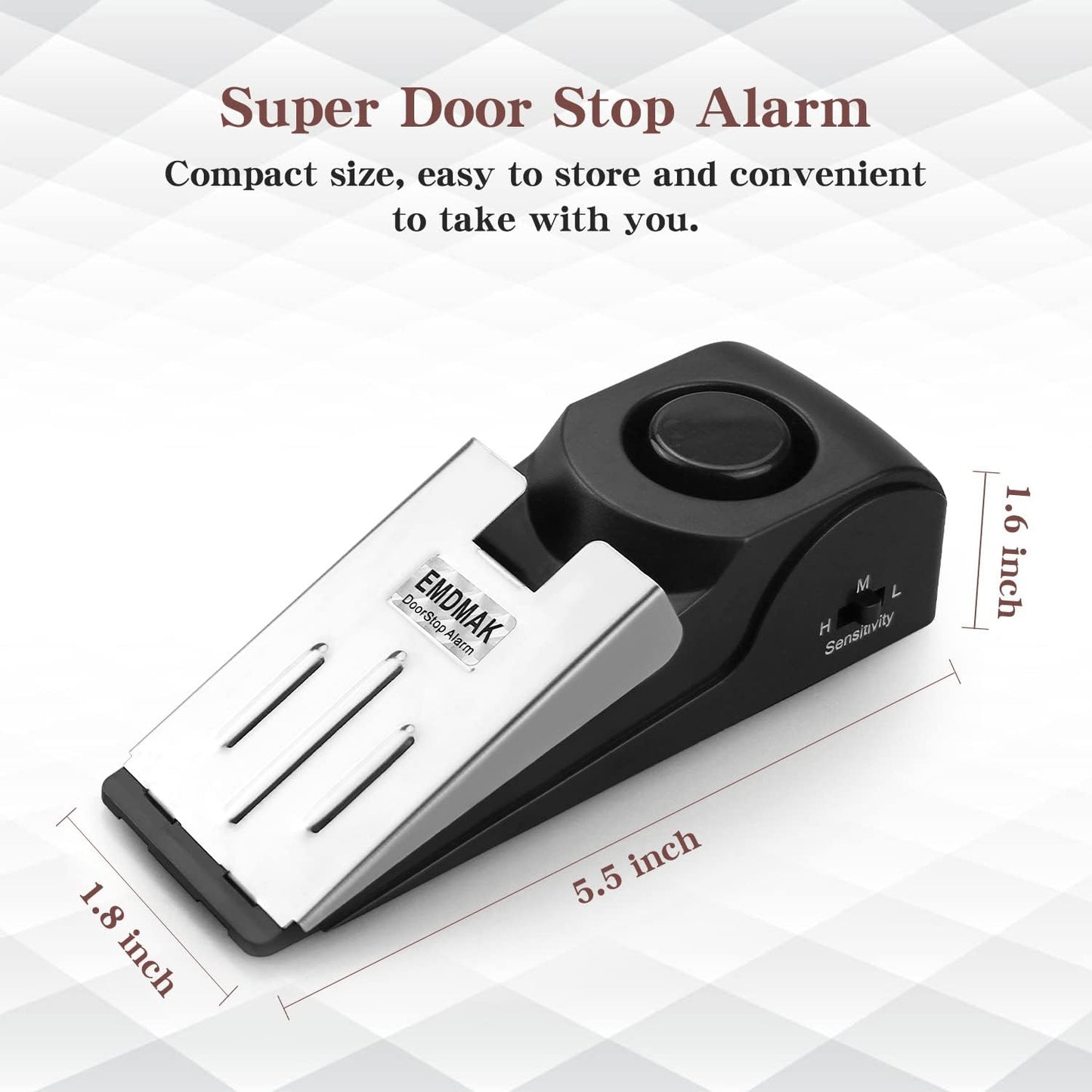 EMDMAK Door Stop Alarm with 120DB Siren Door Stop for Home & Travel (Black) (Pack of 1)