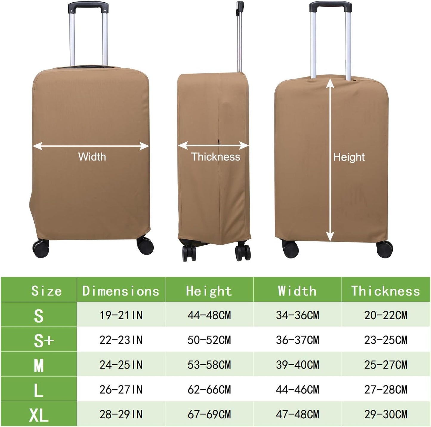 PATIKIL Luggage Cover, Suitcases Covers Elastic Carry on Cover Protector Washable Scratch-Resistant Fits 22-23 Inch Luggage for Travel Business Trips, Khaki