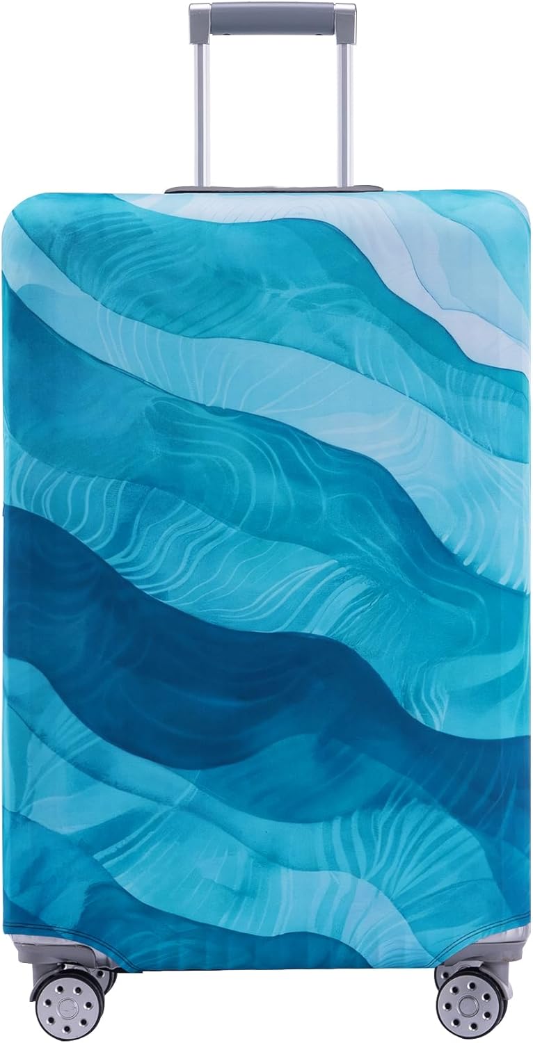 Travelkin Luggage Covers For Suitcase Tsa Approved,Suitcase Cover Protector Fit 18-32 Inch Luggage (Blue Wave, XL)