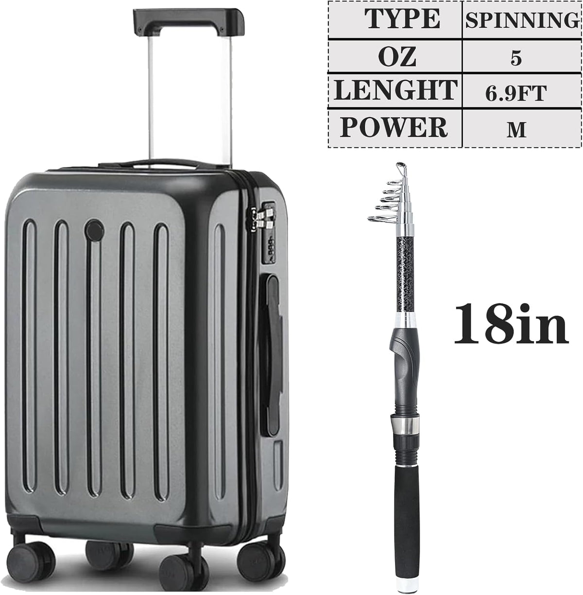 2PACK Fishing Pole Combo,Carbon Fiber Fishing Rod Spinning Reels Fishing Carrier Bag for Travel Saltwater Freshwater