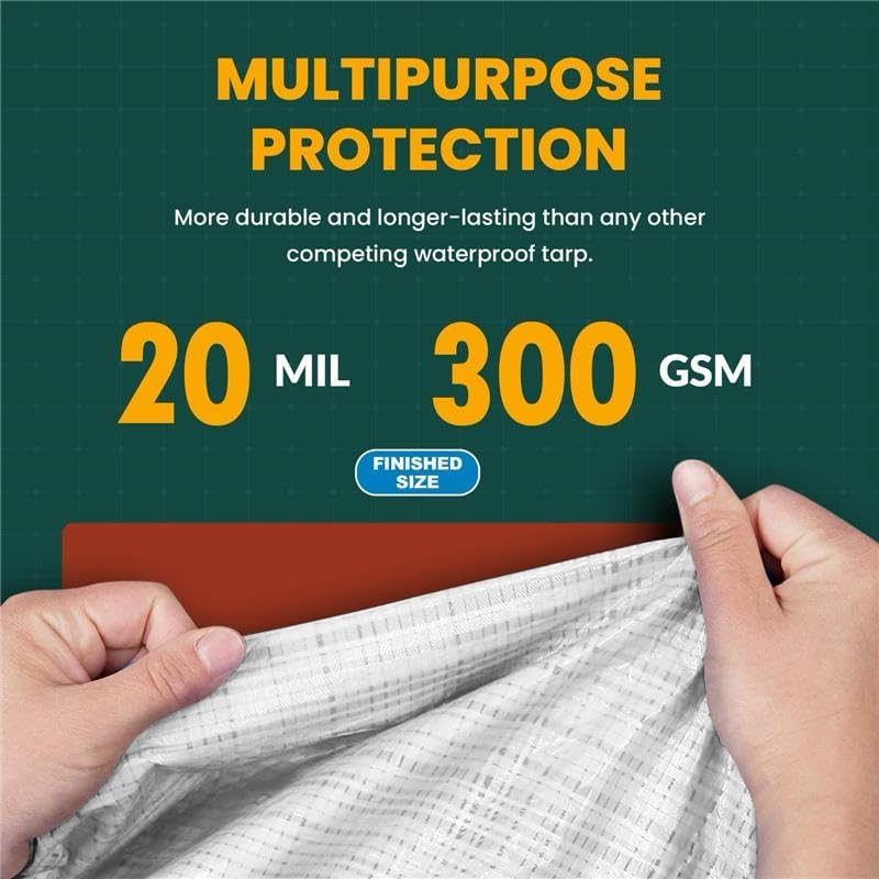 Large Waterproof Tarp - Heavy Duty 20 Mil Thick Poly Tarpaulin Ideal for Canopy Tents, Boats, RV or Pool Covers - Multipurpose Protective Tarps with Grommets for Indoor, Outdoor Use | 10' x 12' 2 Pack