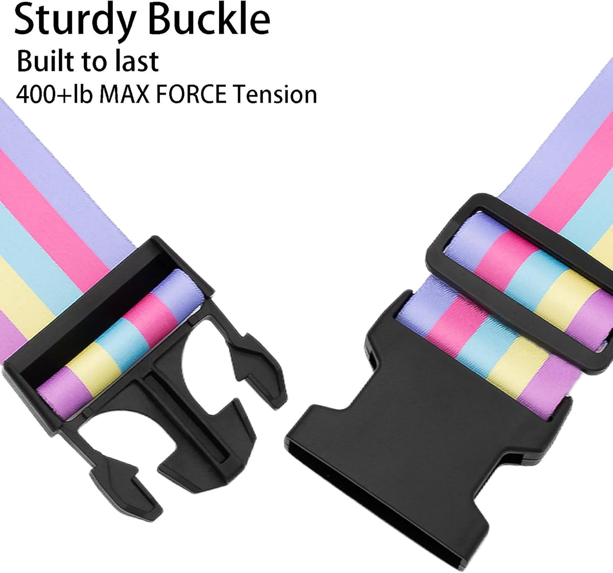Rainbow Luggage Straps for Suitcases, Adjustable Luggage Travel Belts to Keep Luggage Security While Travel, Strong Polyester Fabric, Easy-to-Recognize Stylish Design Travel Accessories, 2 Pack