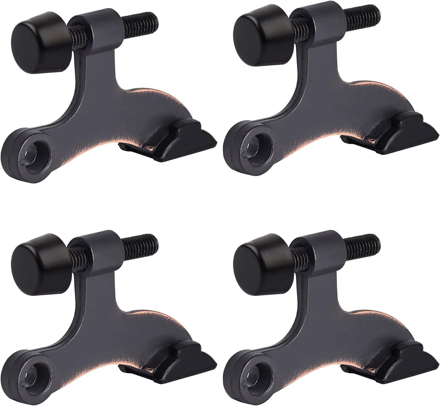 HOMOTEK 4 Pack Hinge Pin Oil Rubbed Bronze Door Stopper,Adjustable Deluxe Heavy Duty Door Stopper 2-1/2"x1-3/4”,with Black Rubber Bumper Tips