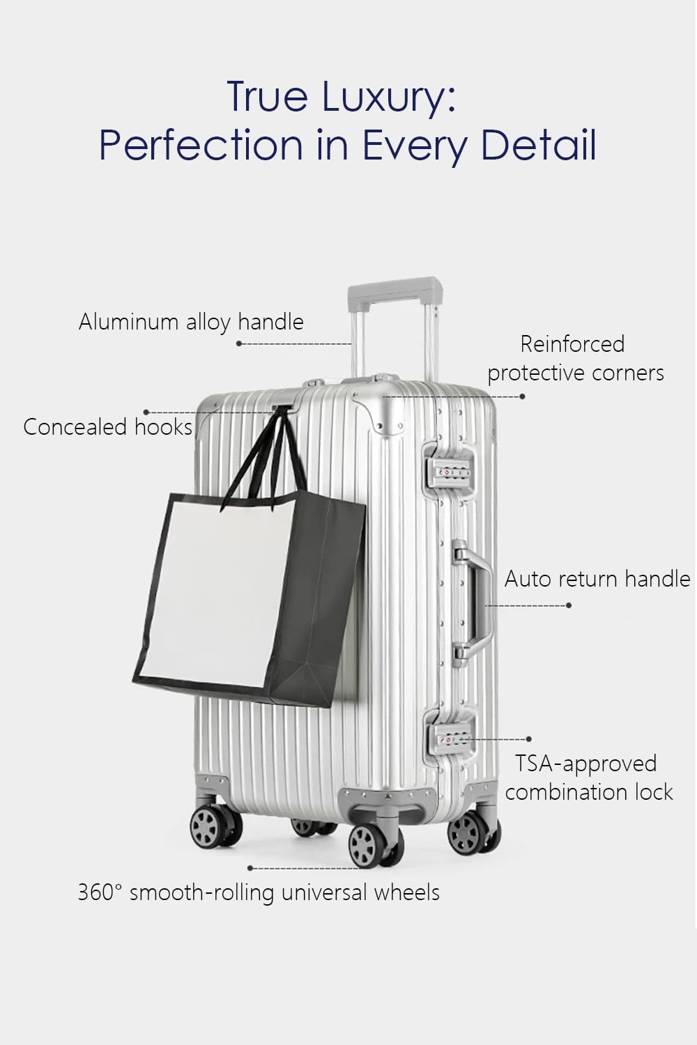 HotWay 20 Inch All Aluminum Carry On Luggage with Wheels, Hard Shell Zipperless Suitcase with TSA Locks, Gold Travel Luggage (22x14x9 Airline Approved)