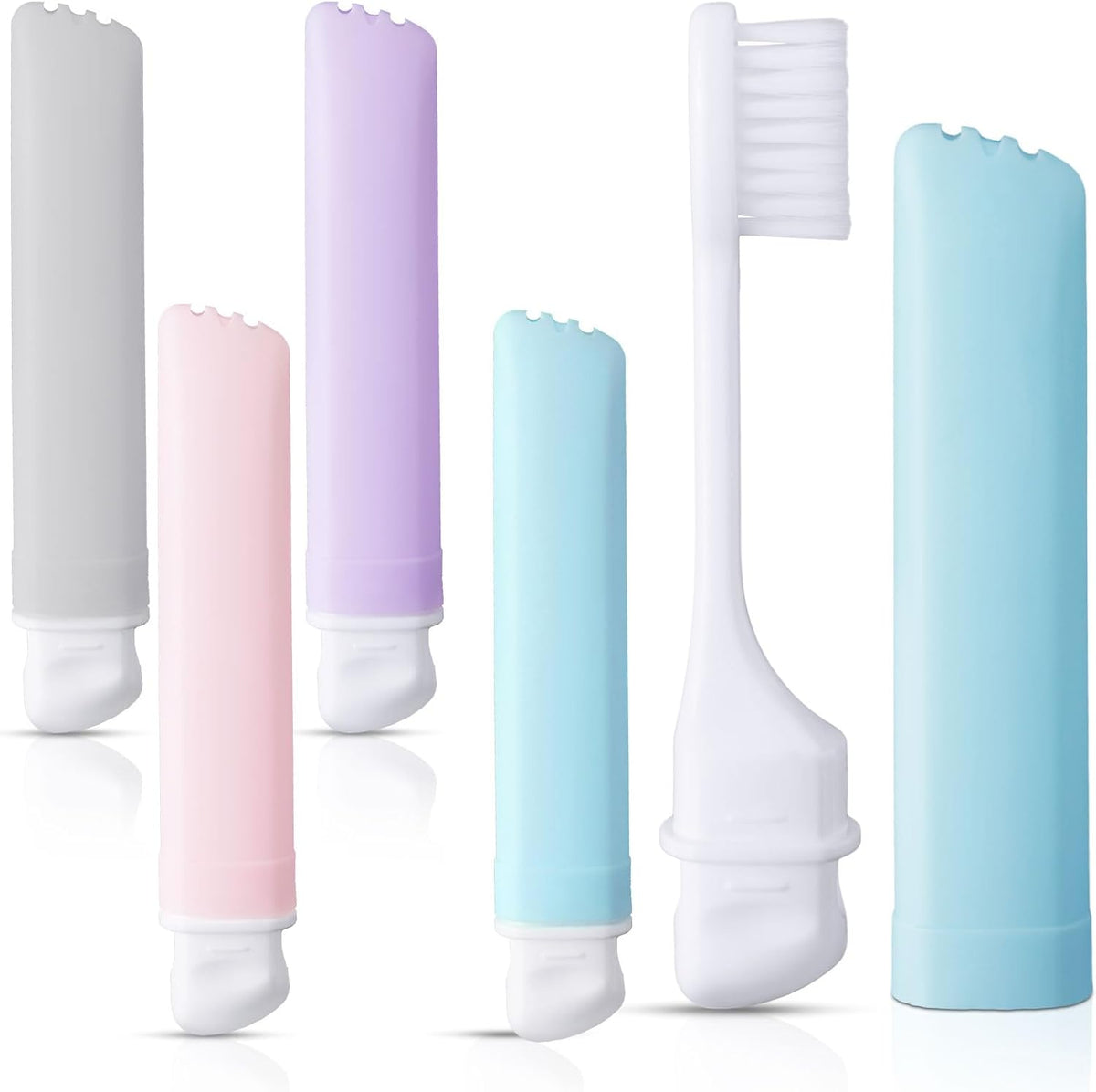 Patelai 4 Pieces Travel Toothbrush Set, Soft Bristle Mini Foldable Tooth Brush with Case, Individually Wrapped Small Portable Travel Size Toiletries Stuff for Camping (Macaron Color)