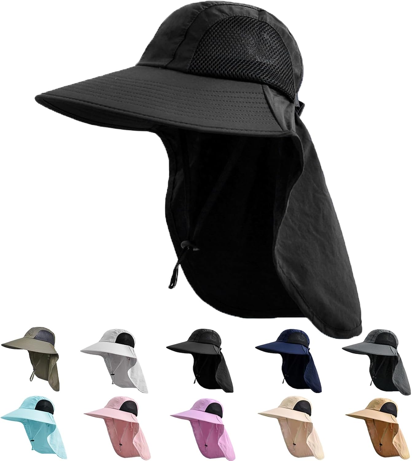 Sun Hat for Men Women with Neck Flap,UPF 50+ UV Protective Hiking Fishing Hats,Wide Brim Sun Hat for Women&Men
