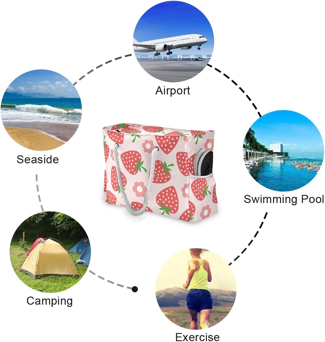 senya Large Beach Bags Totes Canvas Tote Shoulder Bag Soft Wave Water Resistant Bags for Gym Travel Daily Ocean