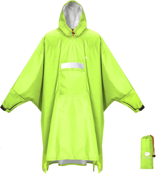ANYOO Hooded Rain Poncho for Adults Waterproof Lightweight Rain Coat for Men Women Reusable Rain Jacket for Emergency Outdoor