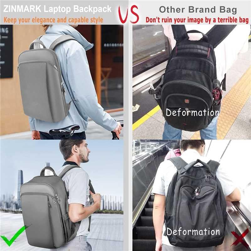 ZINMARK Slim Expandable 15 15.6 16 Inch Laptop Backpack Anti Theft Travel Business Durable Computer Bag, Multipurpose Large Capacity Daypack for Men And Women，G01Y01