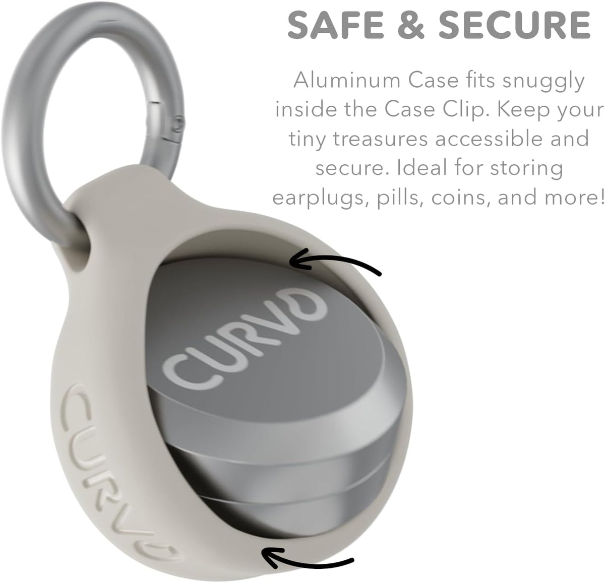 CURVD Premium Carrying Case – Durable Travel Keychain Container, Medicine Pill Organizer & Travel Pill Box, Small Waterproof Holder for Pills, Earplugs, Jewelry, Compatible with Loop, Vibes & Eargasm