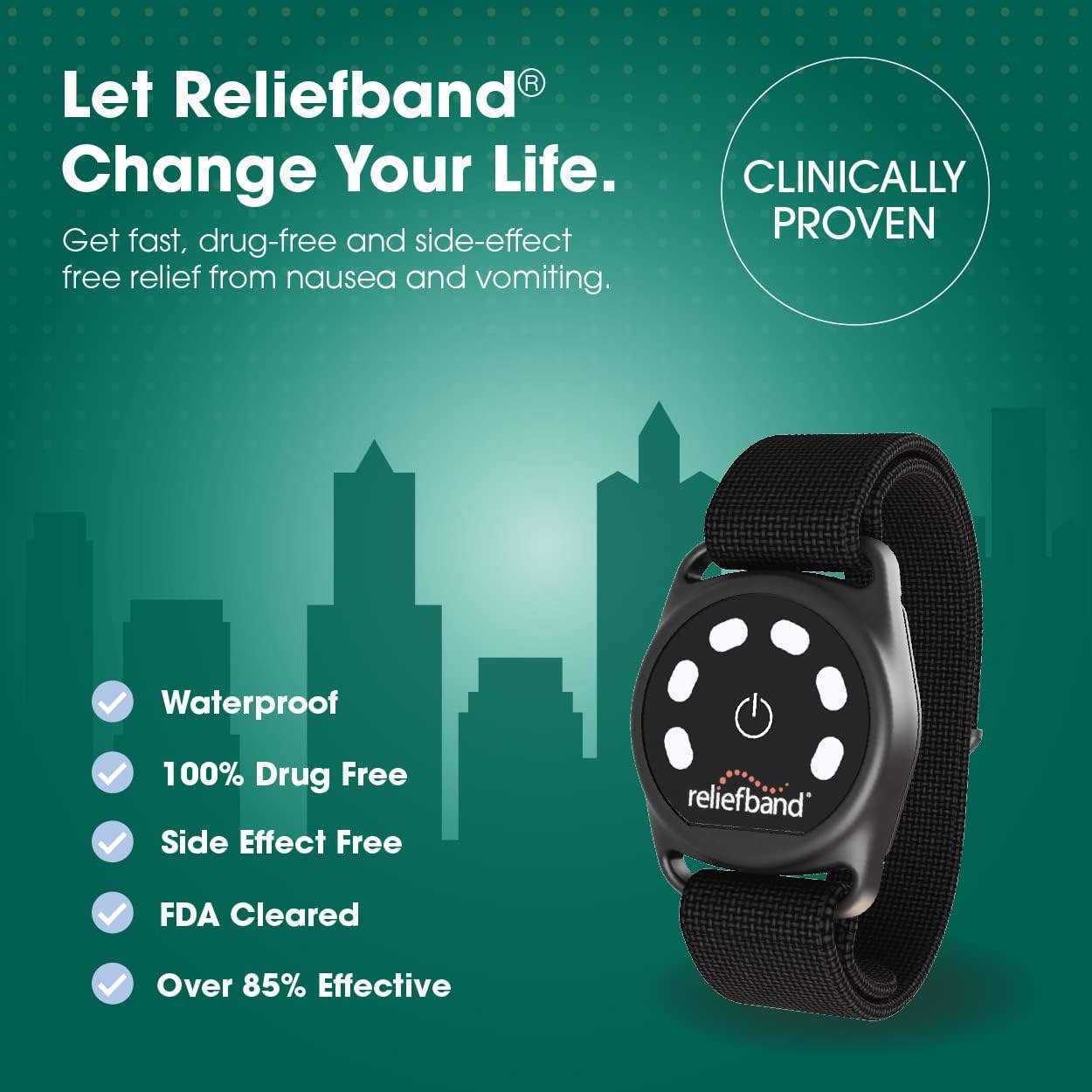 Reliefband New Sport Anti-Nausea Wristband | Waterproof | Nausea & Vomiting Relief for Motion Sickness, & Morning Sickness | Drug & Side Effect Free, Long Lasting, Fast-Acting (Grey, 1 Extra Gel Tube)