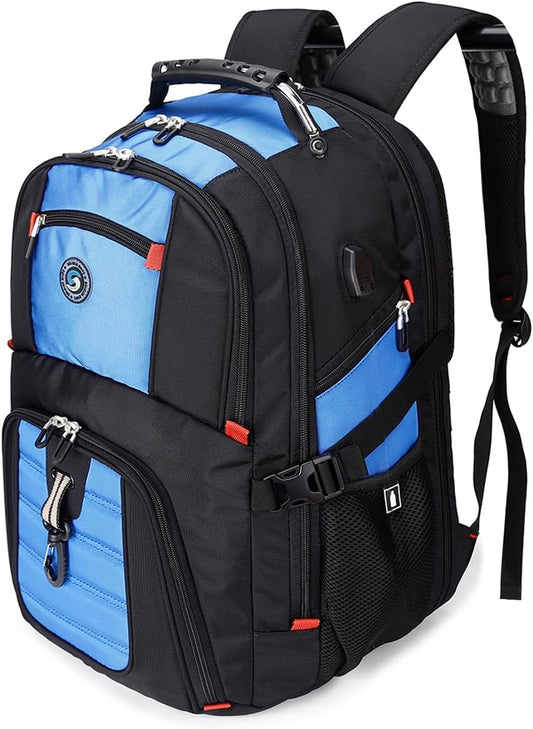 SHRRADOO Extra Large 50L Travel Laptop Backpack with USB Charging Port, College High School Backpack Airline Approved Business Work Bag Fits 17 Inch Computer for Men Women