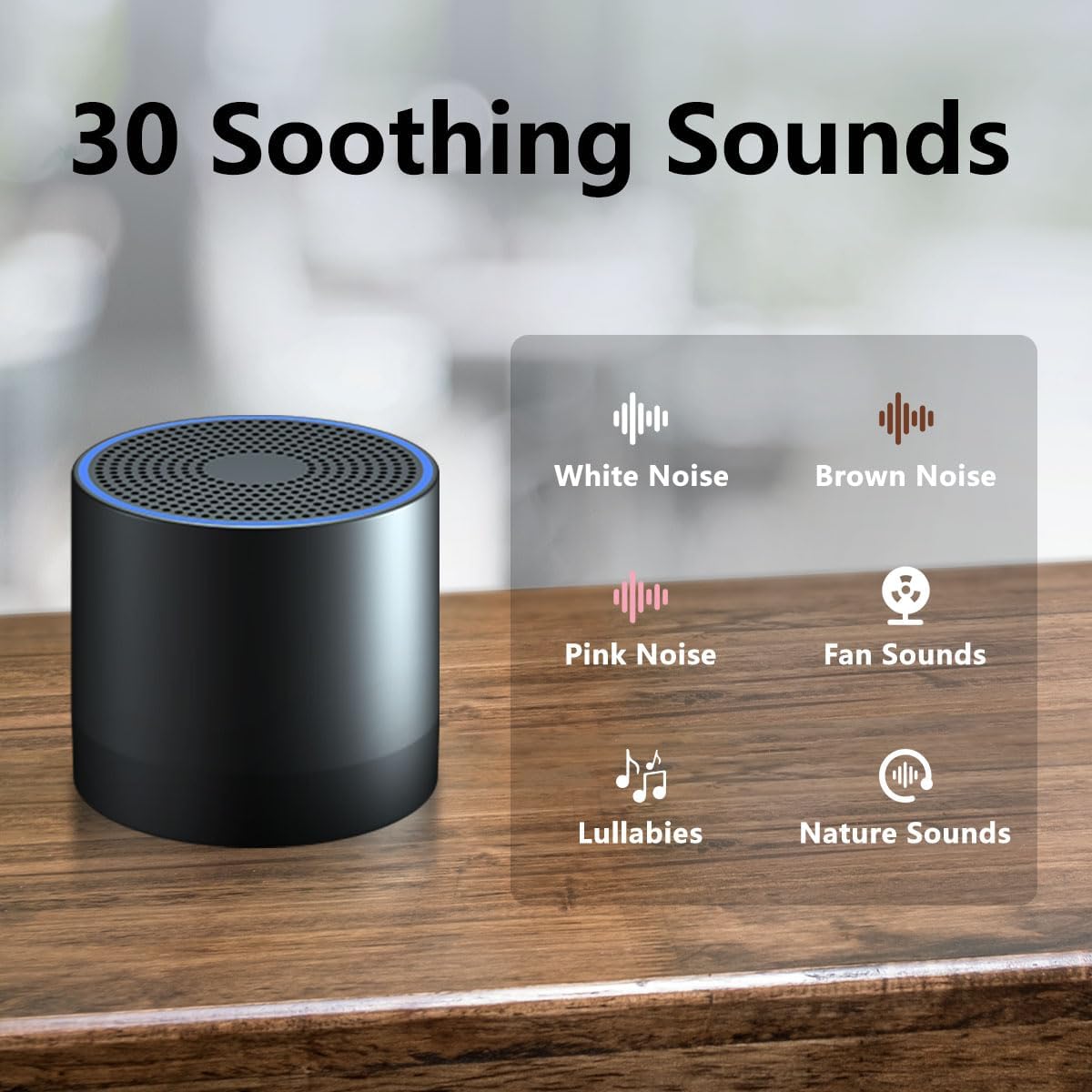 Portable Sound Machine Mini White Noise Machine with 30 Soothing Sounds for Newborn Kids Adults Rechargeable Sleep Brown Noise Machine with 4 Timers Memory Function for Travel Camping Home and Office